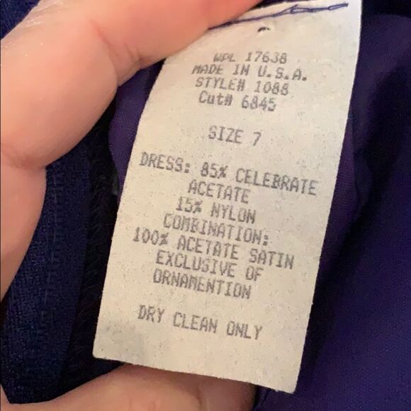 Vtg 80s/90s blue velvet  bow on back party dress - Picture 7 of 7